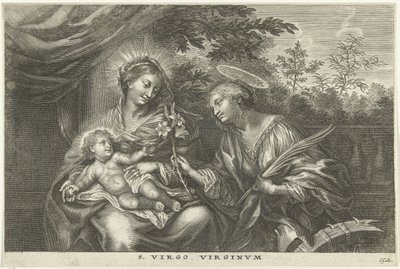 Çocuklu Meryem ve İskenderiyeli Aziz Catherine S. Virgo Virginvm (nesne üzerindeki başlık) by Cornelis Galle (I)