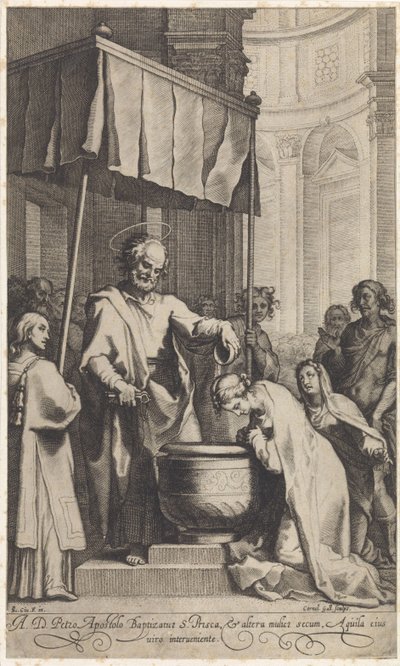 Peter, Roma'nın Aziz Prisca'sını vaftiz ediyor by Cornelis Galle (I)
