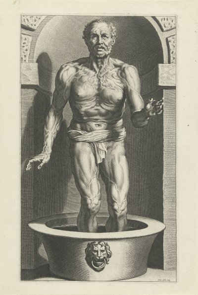 Ayakları banyoda olan Seneca ayakta by Cornelis Galle (I)