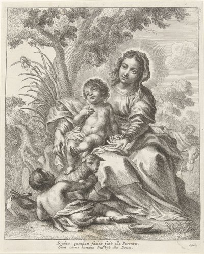 Çocukken Vaftizci Yahya ile Kutsal Aile by Cornelis Galle (II)