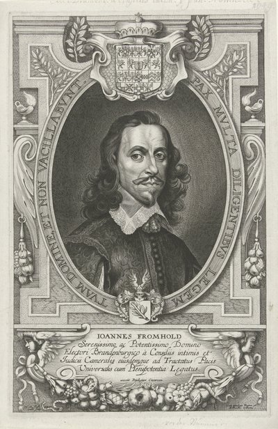 Portret van Johann Fromhold Hıristiyanlığın barışçıl dünyasının en ünlü elçileri ve Osnabrugas Manastırı (...) (dizi adı) by Cornelis Galle (II)