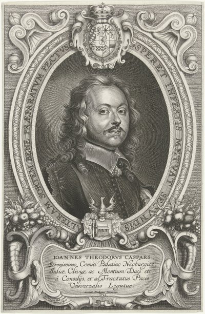 Portret van Johann Theodor Caspars Hıristiyanlığın barışçıl dünyasının en ünlü elçileri ve Osnabrugas Manastırı (...) (dizi adı) by Cornelis Galle (II)