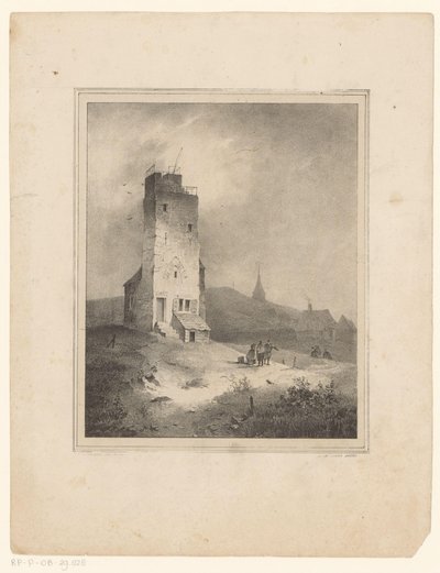 Dune manzara içinde kule by Cornelis Gerrit Verburgh