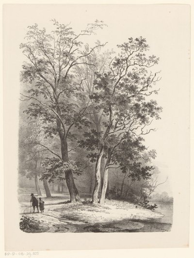 Bir ormanda yürüyen iki figür by Cornelis Gerrit Verburgh