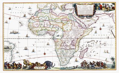 Afrika Haritası, c.1696 (el renkli gravür) by Cornelis III Danckerts