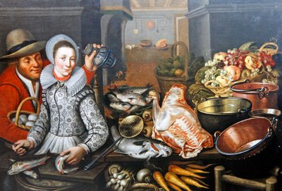 İki Figürlü Mutfak Natürmort (tuval üzerine yağlı boya) by Cornelis Jacobsz Delff