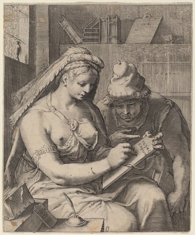 Aritmetik by Cornelis Jacobsz Drebbel, after Hendrik Goltzius
