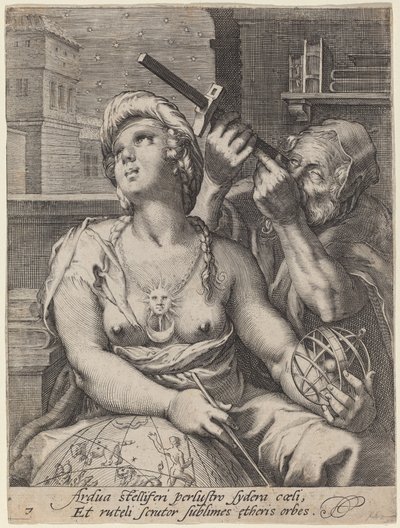 Astronomi by Cornelis Jacobsz Drebbel, after Hendrik Goltzius