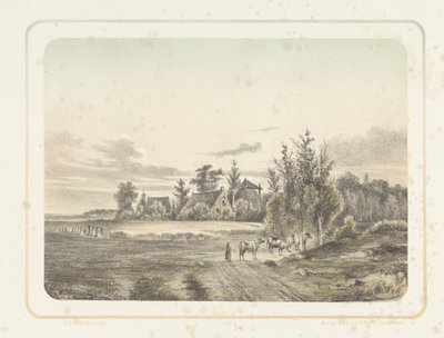 Çiftçinin karısı ve inekleriyle manzara Altı manzara (dizi başlığı) by Cornelis Jan Bolt