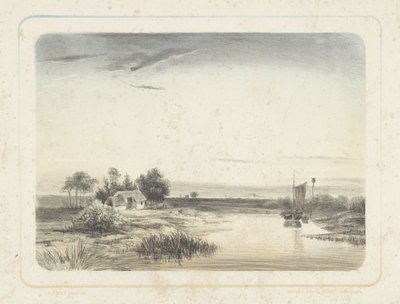 Ev ve yelkenli nehir manzarası Altı manzara (dizi başlığı) by Cornelis Jan Bolt