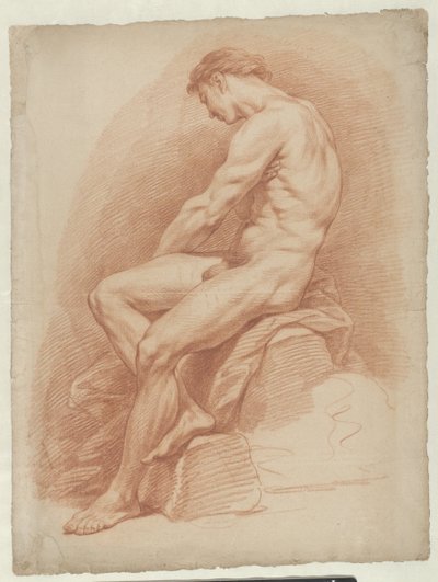 oturmuş erkek çıplak by Cornelis Joseph d