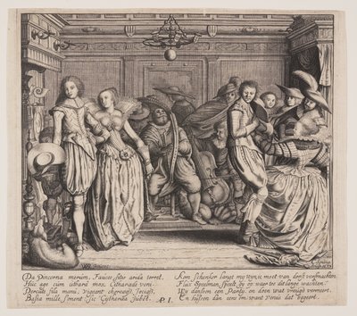 Müzisyenler ve Dans Eden Çiftler ile İç Mekan by Cornelis Koning
