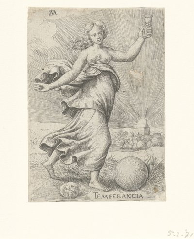 ölçülülük Temperancia (nesne üzerindeki başlık) Erdemler (dizi adı) by Cornelis Massijs