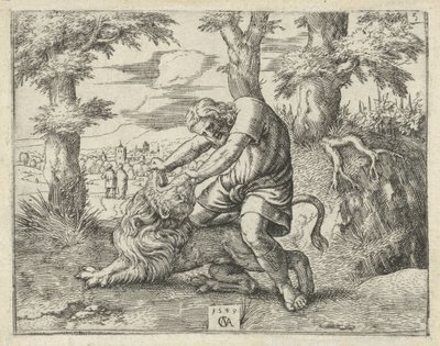 Samson aslanı öldürür Samson Tarihi (dizi başlığı) by Cornelis Massijs