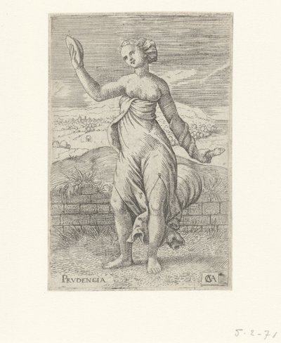 Dikkat Prudencia (nesne üzerindeki başlık) Erdemler (dizi adı) by Cornelis Massijs