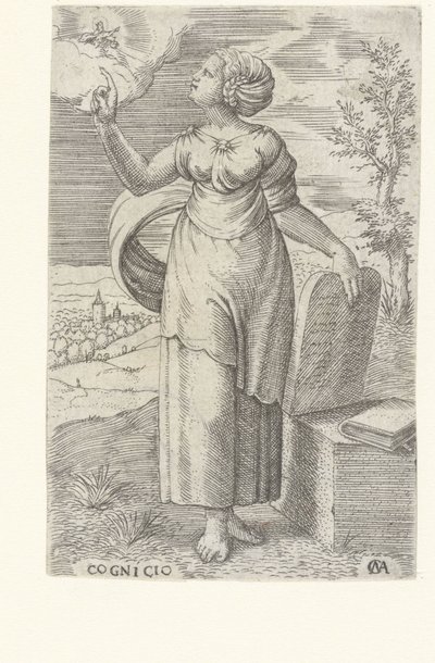 Bilgelik Cognicio (nesne üzerindeki başlık) Erdemler (dizi adı) by Cornelis Massijs