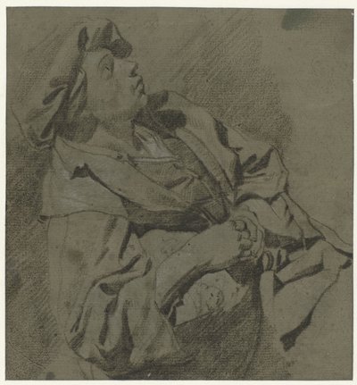 Bereli çocuk, arkaya yaslanmış by Cornelis Pietersz. Bega