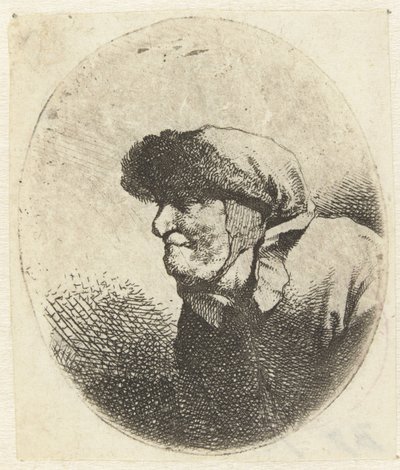 Profilde yaşlı bir kadın büstü by Cornelis Pietersz. Bega