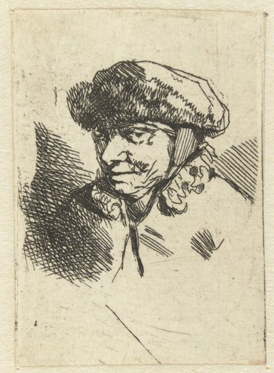 Kürk şapkalı yaşlı kadın by Cornelis Pietersz. Bega