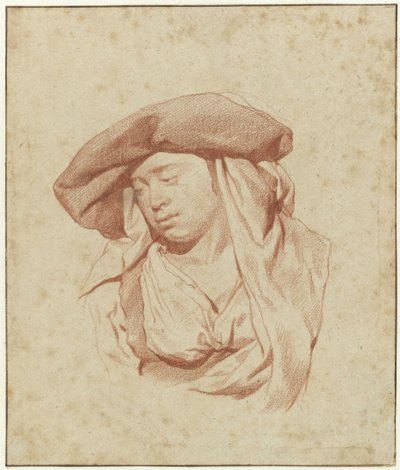 Bir Kadının Çalışması, Göğüs Uzunluğu, Hafifçe Sola Bakarak ve Aşağı Bakarak by Cornelis Pietersz. Bega