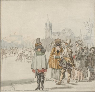 Buz üzerinde zarif şirket by Cornelis Ploos van Amstel (signed by artist)