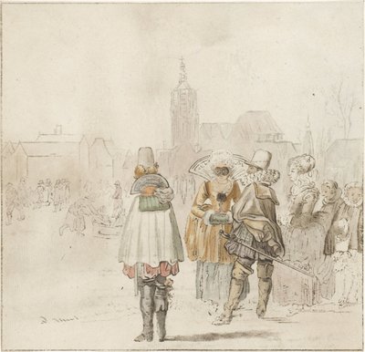 Buz üzerinde zarif şirket by Cornelis Ploos van Amstel (signed by artist)