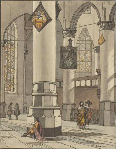 Kerkinterieur by Cornelis Ploos van Amstel (signed by artist)