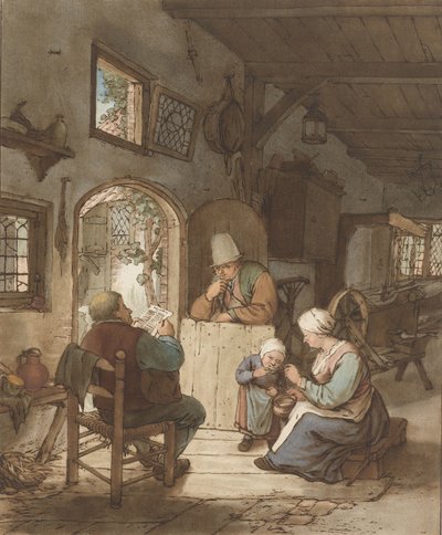İç mekanda gazete okuyucusu by Cornelis Ploos van Amstel (signed by artist)