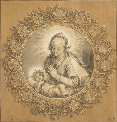 İsa Çocuk ile Meryem Meryem Ana ve Çocuk İsa by Cornelis Ploos van Amstel (signed by artist)
