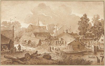Gölet ile köy manzarası by Cornelis Ploos van Amstel