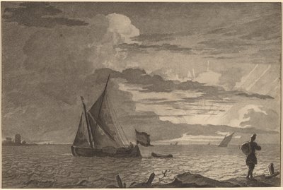 Omzunun Üzerinde Sürüyle Balıkçı by Cornelis Ploos van Amstel