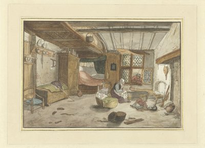 Kadın beşik ile iç by Cornelis Ploos van Amstel