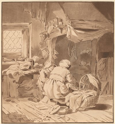 İki Kadınlı Bir Köylü Evinin İçi by Cornelis Ploos van Amstel