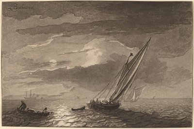 Dolunay ile deniz manzarası by Cornelis Ploos van Amstel