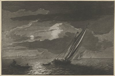 Dolunay ile deniz manzarası by Cornelis Ploos van Amstel