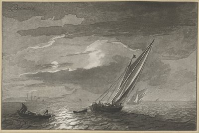 Dolunay ile deniz manzarası by Cornelis Ploos van Amstel