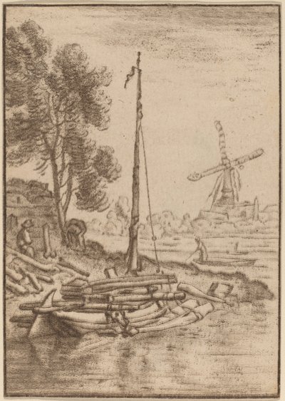 dolambaçlı nehir by Cornelis Ploos van Amstel after Herman Saftleven