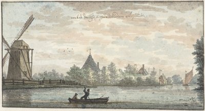 Leimuiden ve Bilderdam arasındaki Drecht'te yel değirmeni 'De Vos' ve ev 'Verbeid Den Tijd' by Cornelis Pronk (possibly)