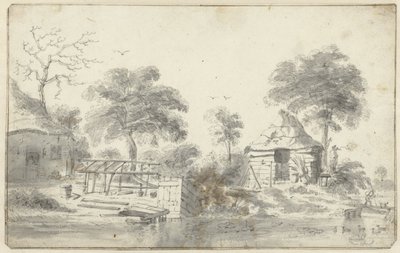Su üzerinde ahır ile çiftlik by Cornelis Saftleven