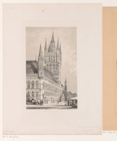 Ypres Kumaş Salonu On üçüncü yüzyıldan belediye binası (Halte Yperen) (nesne üzerindeki başlık) by Cornelis Springer
