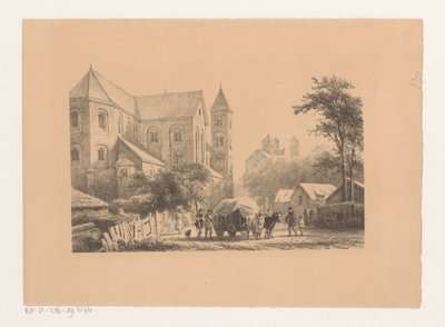 11. yüzyıl kilisesinin önünde vagonlu sığır Aziz Peter Kilisesi by Cornelis Springer