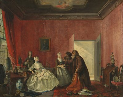 Joanna ve Yahudi Tüccarlar by Cornelis Troost (signed by artist)