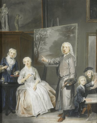 Manzara ressamı Dirk Dalens III (1688-1753), ikinci eşi Maria Schaack (ö. 1766) ve çocukları Anna (1725 doğumlu), Willem (1737-60) ve Jacobus (1741-63) ile by Cornelis Troost