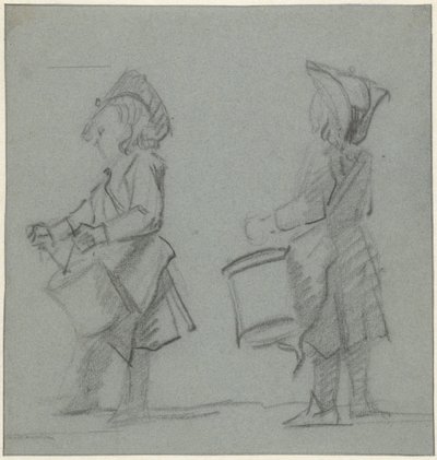 Davulcu bir çocuğun iki çalışması by Cornelis Troost