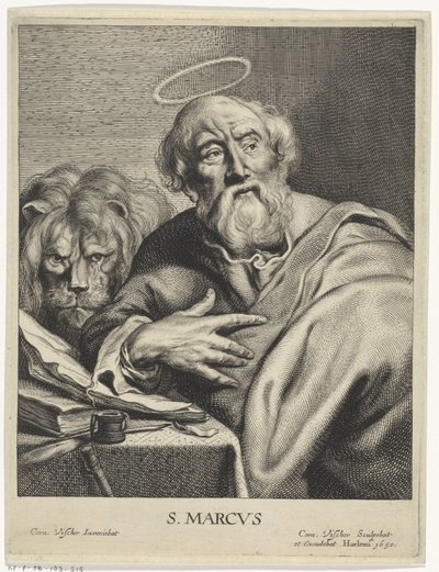 aslan ile Evangelist Mark S. MARCVS (nesne üzerindeki başlık) Dört Evangelist (dizi başlığı) by Cornelis Visscher (II)