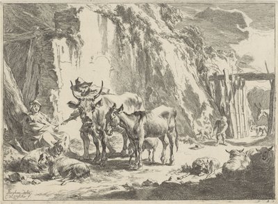 Çocuğunu besleyen bir kadınla manzara Manzaralar (dizi başlığı) by Cornelis Visscher (II)