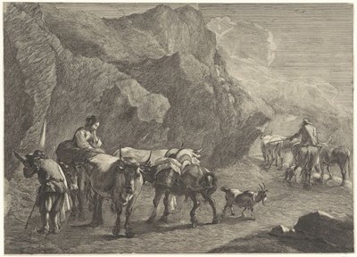 Çobanlar ile kaya manzara by Cornelis Visscher (II)