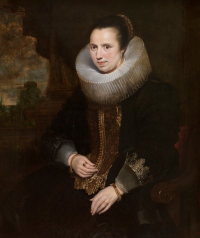 Elisabeth Hoegaerts (tuval üzerine yağlıboya) (471109 ile çift) by Cornelis de (attr. to) Vos