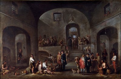 Onbaşı misericorde'un yedi eseri: “”mahkumların ziyareti”” Cornelis De Wael (1592-1667) (ec.flam) Genes, koleksiyon Banco di Chiavari by Cornelis de Wael