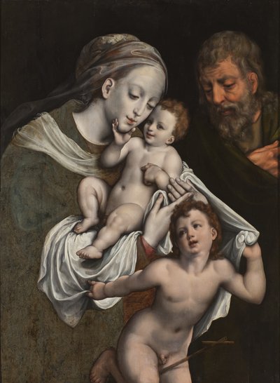 Bebek Aziz John ile Kutsal Aile by Cornelis van Cleve
